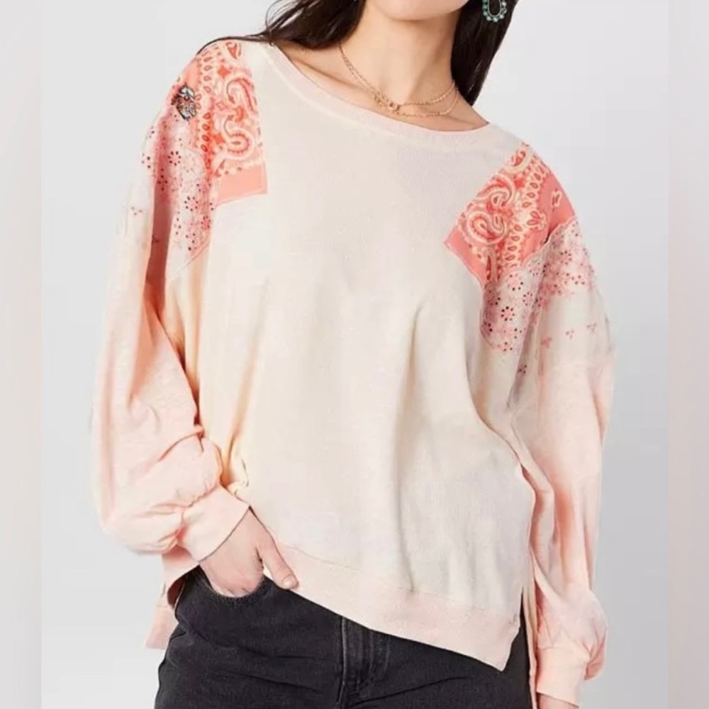 EUC Free People Feelin’ It Tunic Top (Alabaster Combo) - Picture 2 of 9